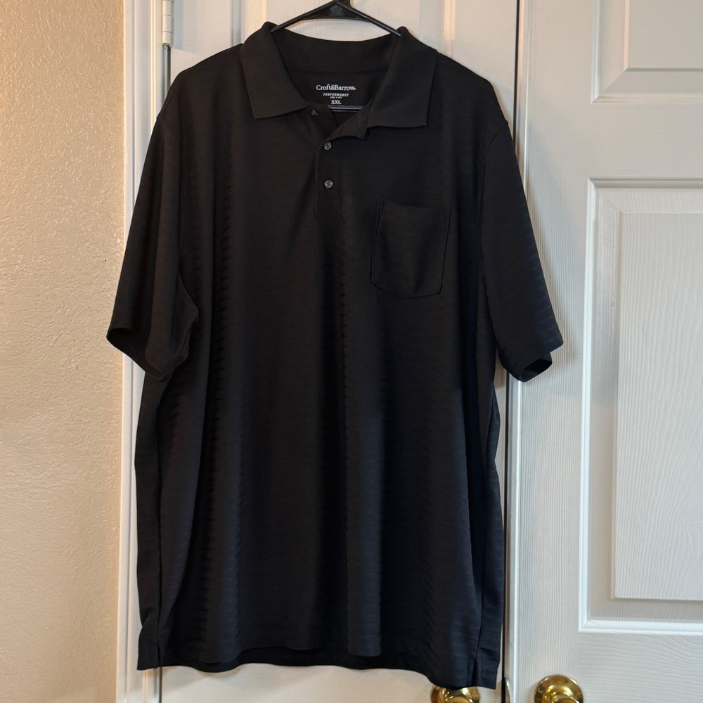 Croft & Barrow Performance Cool & Dry Polo Shirt Black Stripe Golf Men's Sz XXL